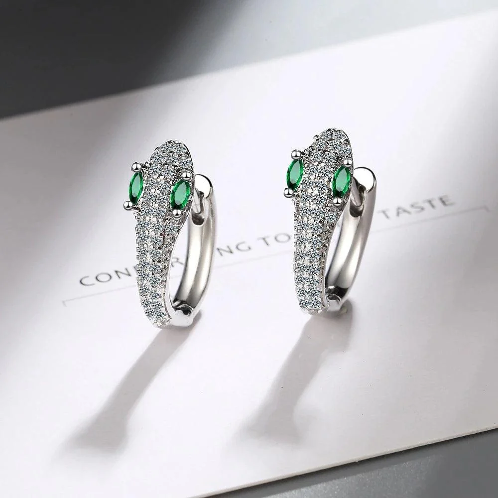 925 Sterling Silver Snake Earrings - Image 2