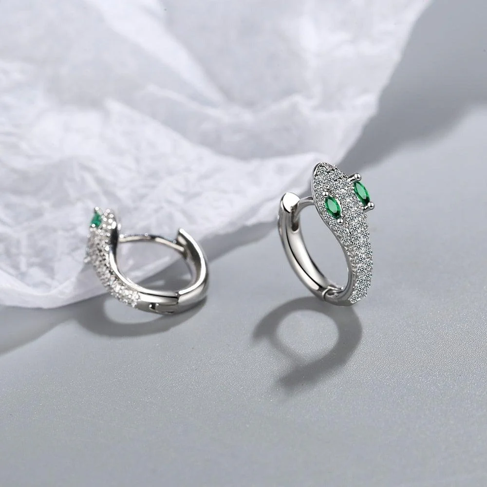 925 Sterling Silver Snake Earrings - Image 3