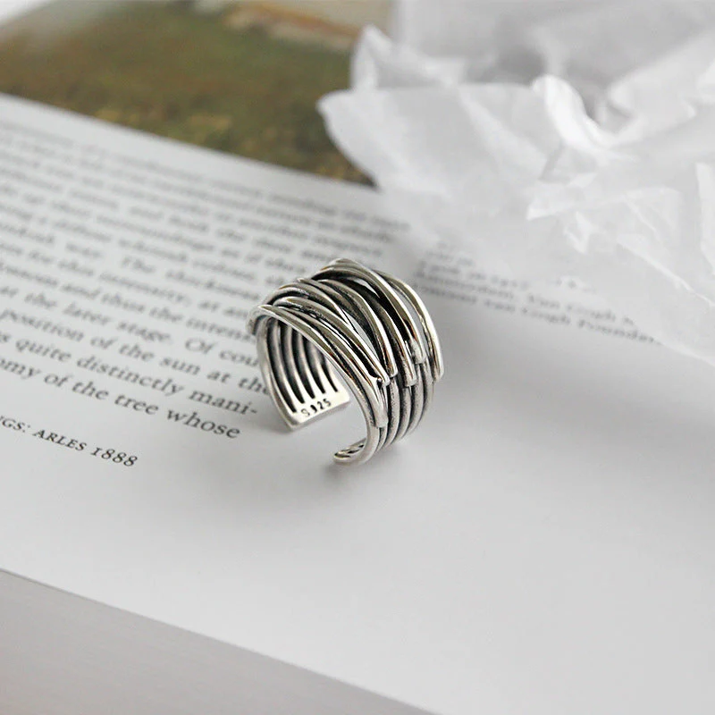925 Sterling Silver Adjustable Layered Ring - Image 4