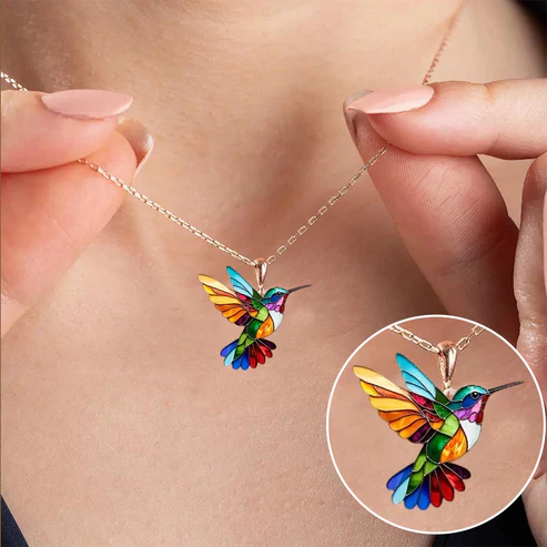 Beautiful Hummingbird Necklace with Bonus Earrings - Image 2