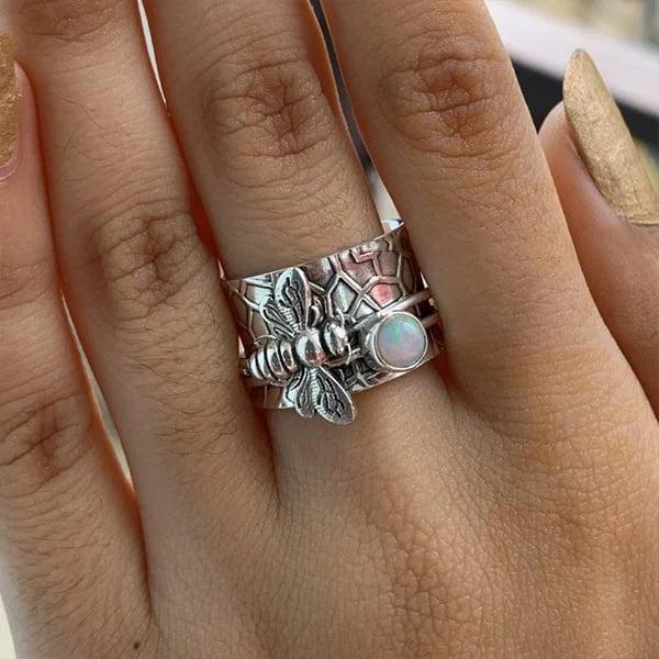 Bee Gemstone Meditation Spinner Ring - Image 2