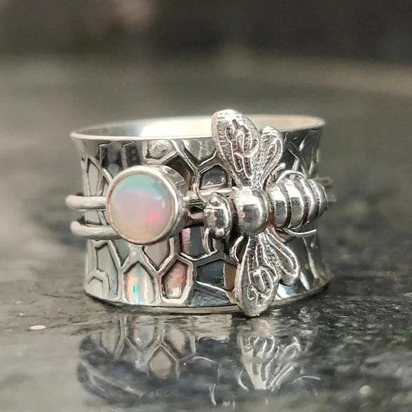 Bee Gemstone Meditation Spinner Ring - Image 3