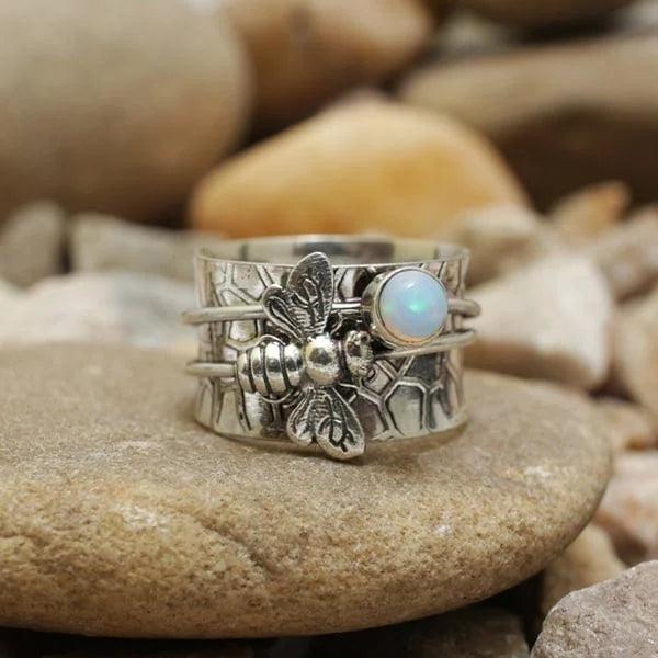 Bee Gemstone Meditation Spinner Ring - Image 5