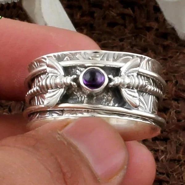 Bee Purple Gemstone Meditation Ring - Image 4