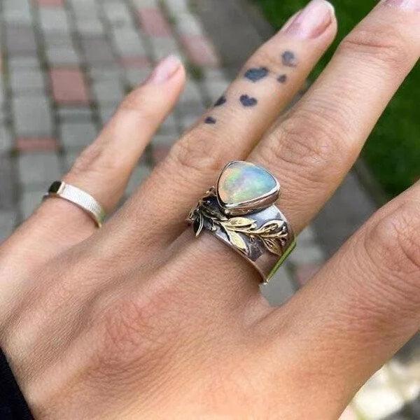 Leaf Geometric Opal Ring - Image 2