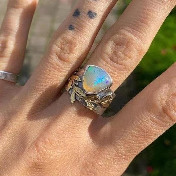 Leaf Geometric Opal Ring - Image 3