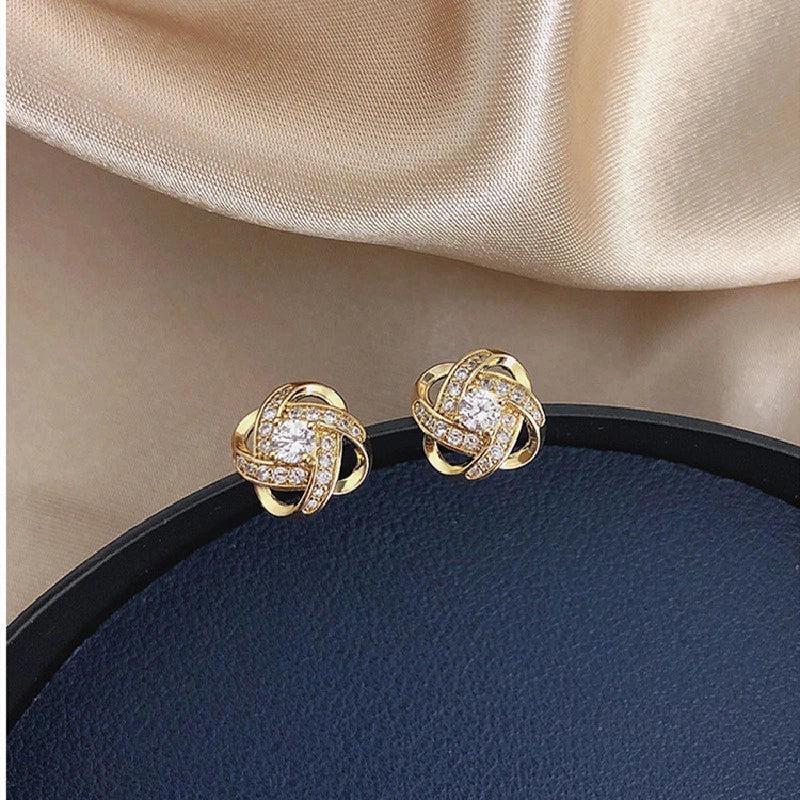 Flower Spiral Cross Earrings - Image 2
