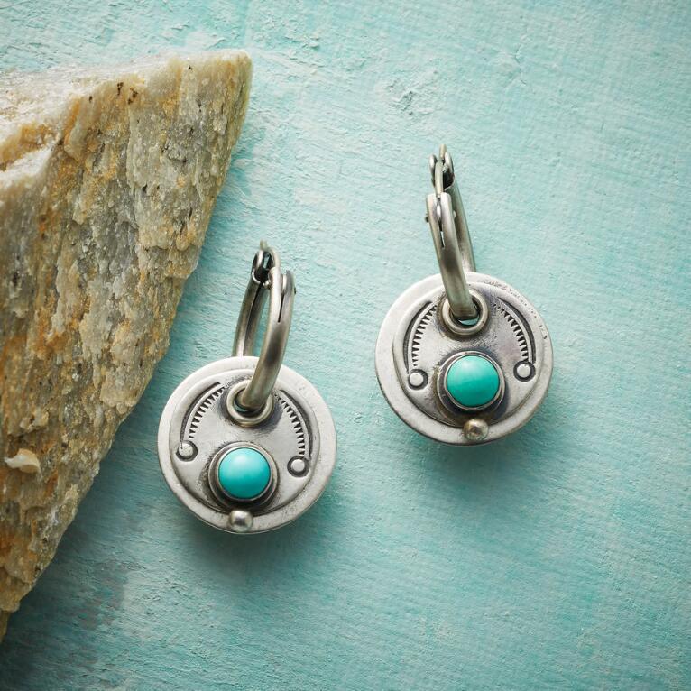 Boho earrings with turquoise stones in silver - Image 2
