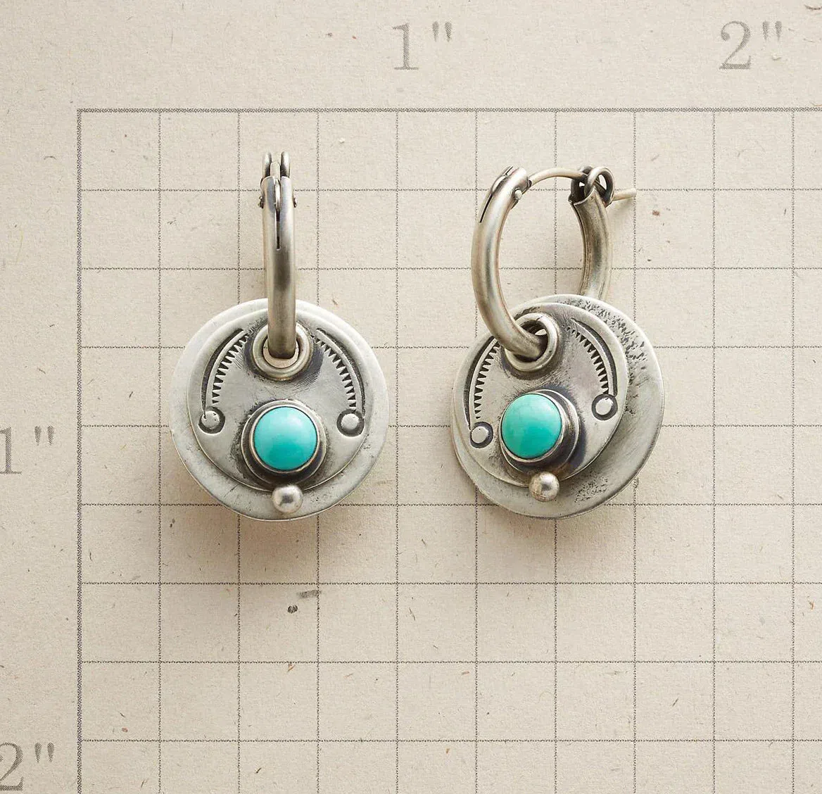 Boho earrings with turquoise stones in silver - Image 3