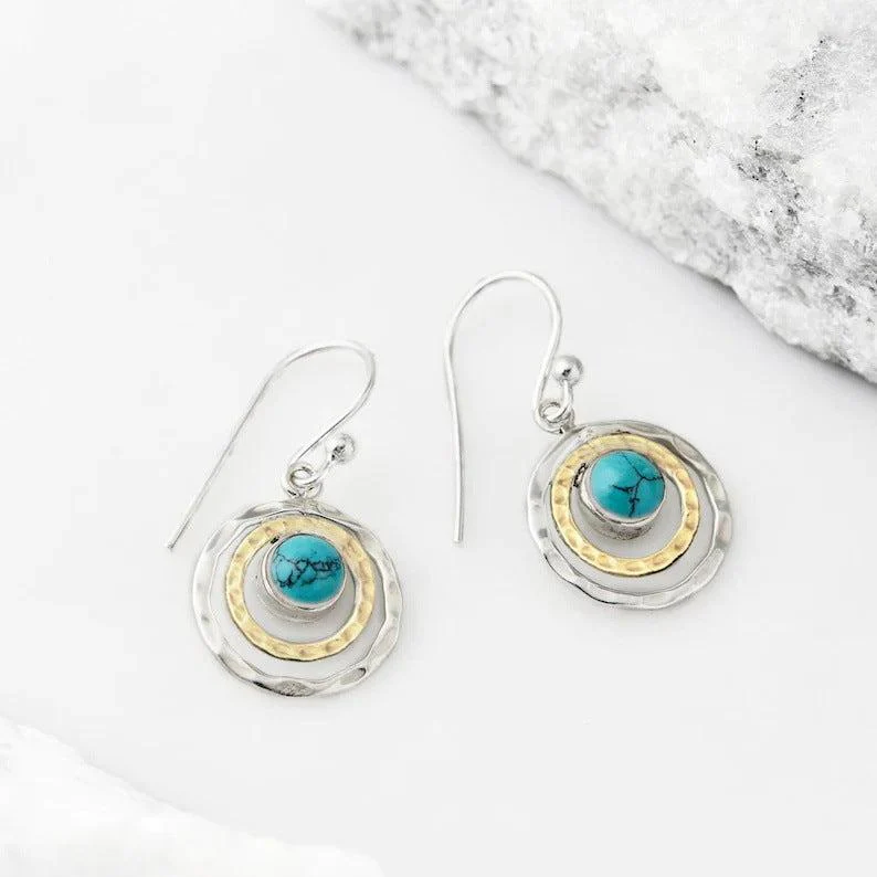 Boho Saturn with Turquoise Opal Earrings - Image 4