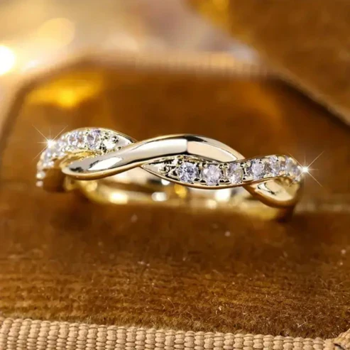 Braided Bright Gold Ring