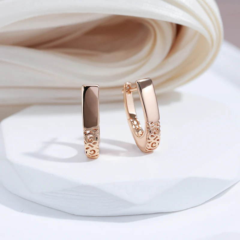 Elegant Gold Semi-Hoop Earrings - Image 2