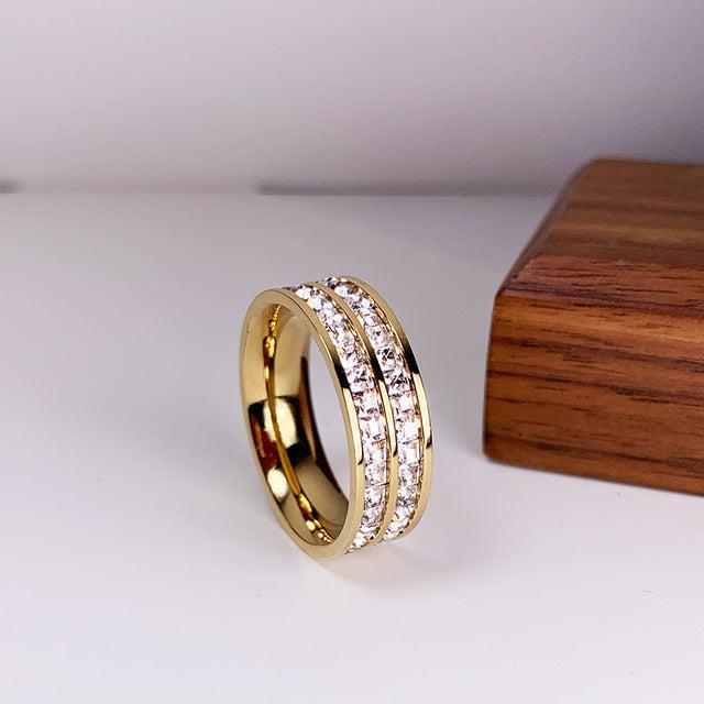 Elegant ring with double zirconia inlay - Image 2