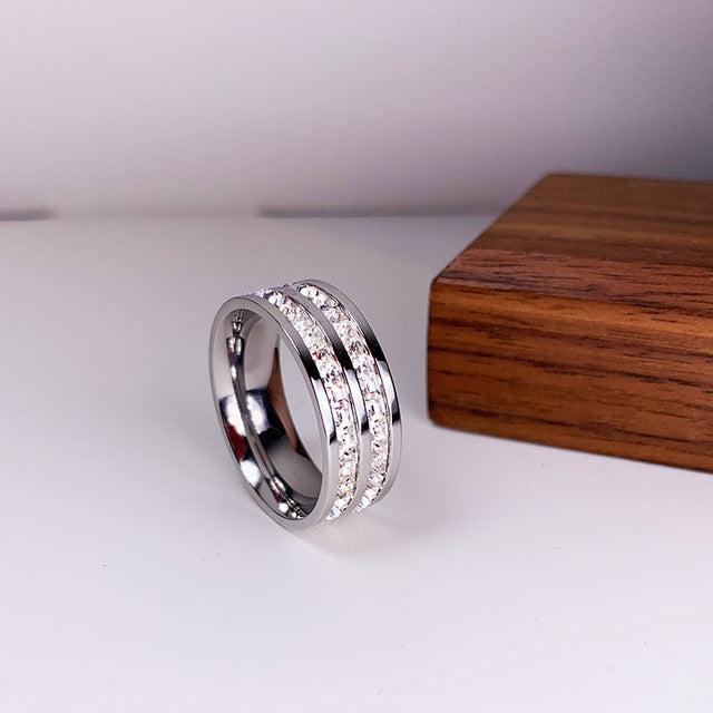 Elegant ring with double zirconia inlay - Image 3