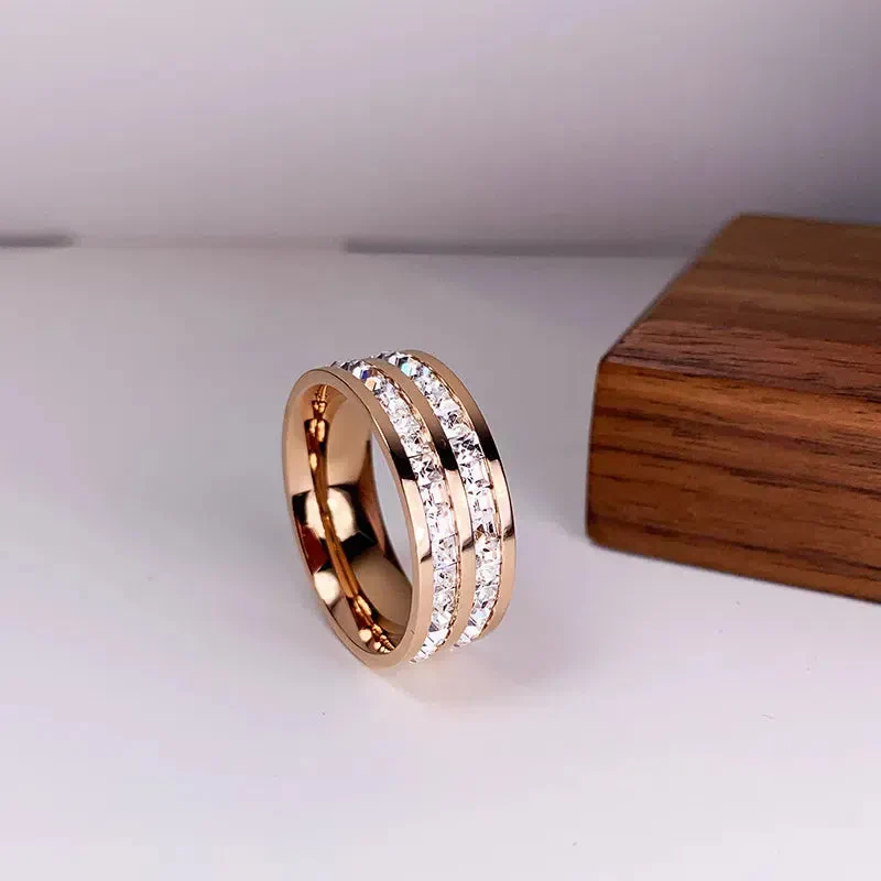 Elegant ring with double zirconia inlay - Image 4