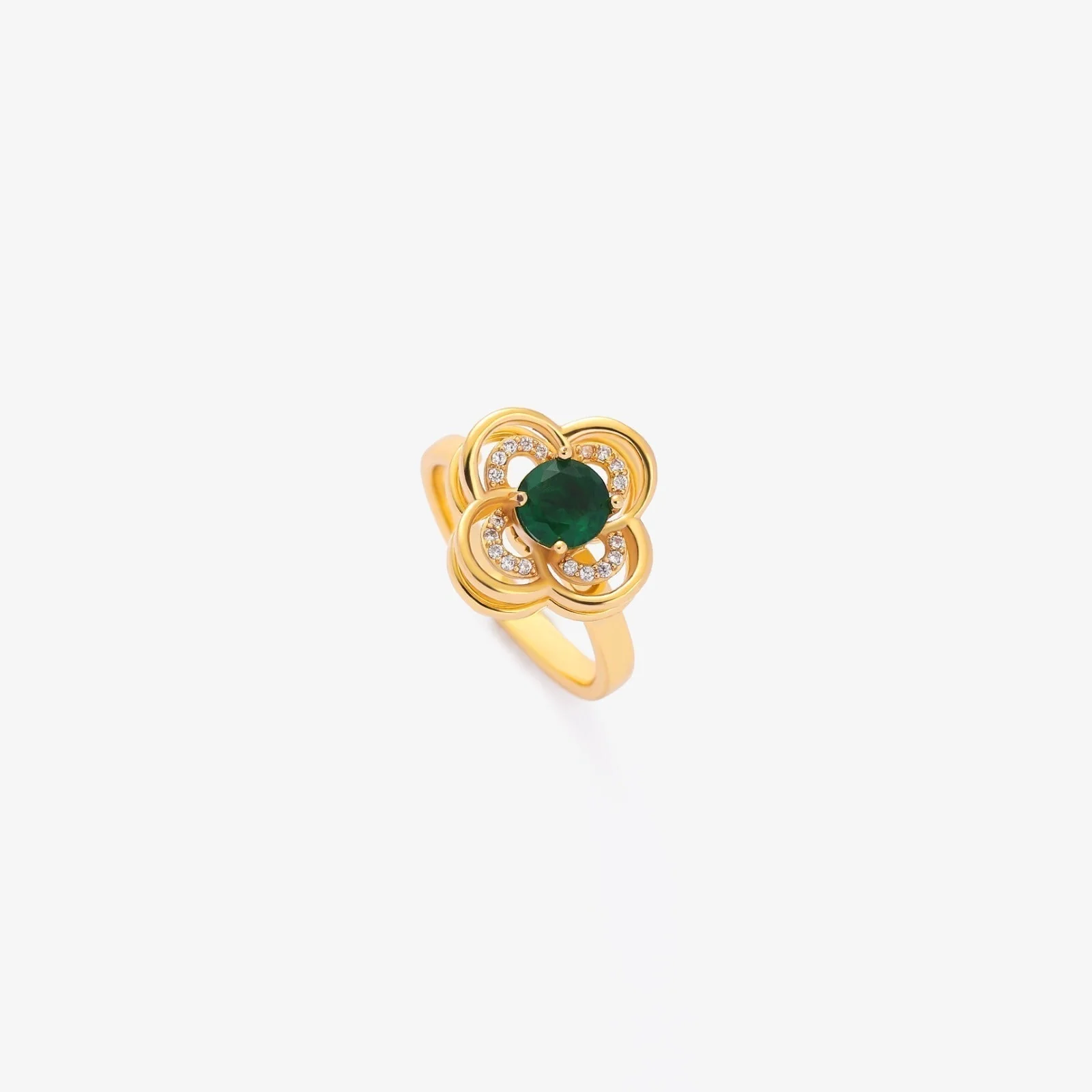 Gold Emerald Blossom Ring
