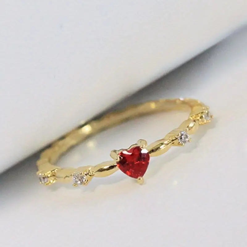 Gold Ruby Heart Ring - Image 2
