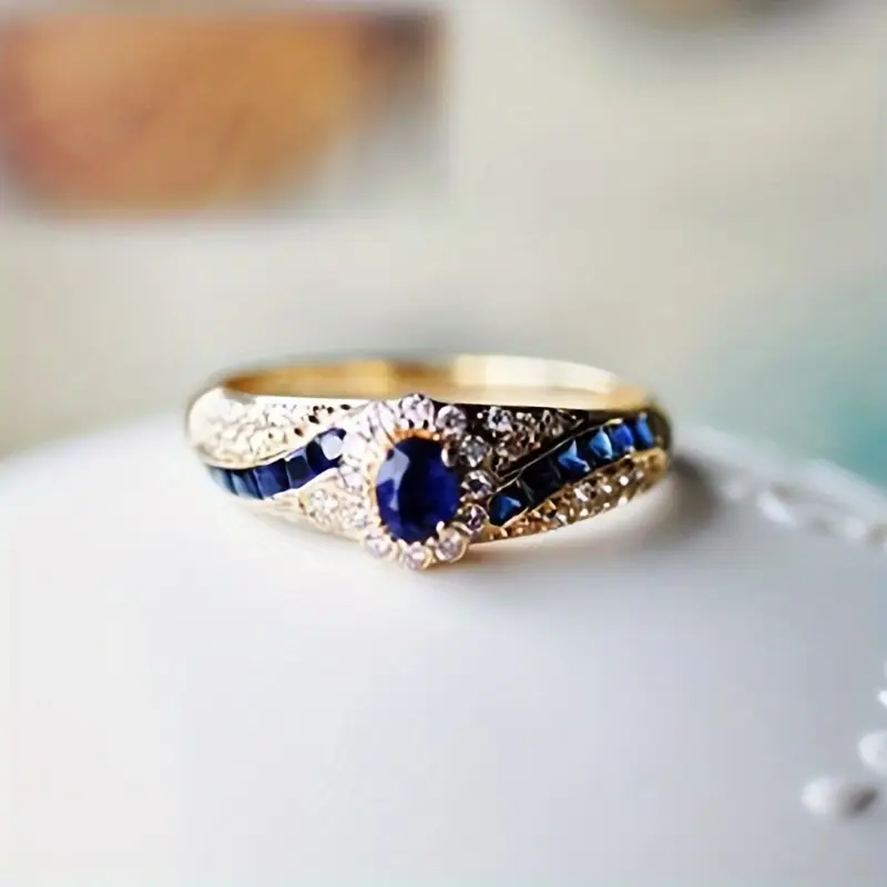 Gold Sapphire Band Ring - Image 2