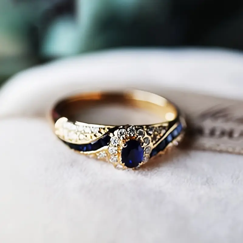Gold Sapphire Band Ring - Image 3