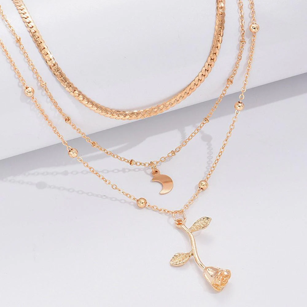 Golden Rose Pendant Necklace - Image 2