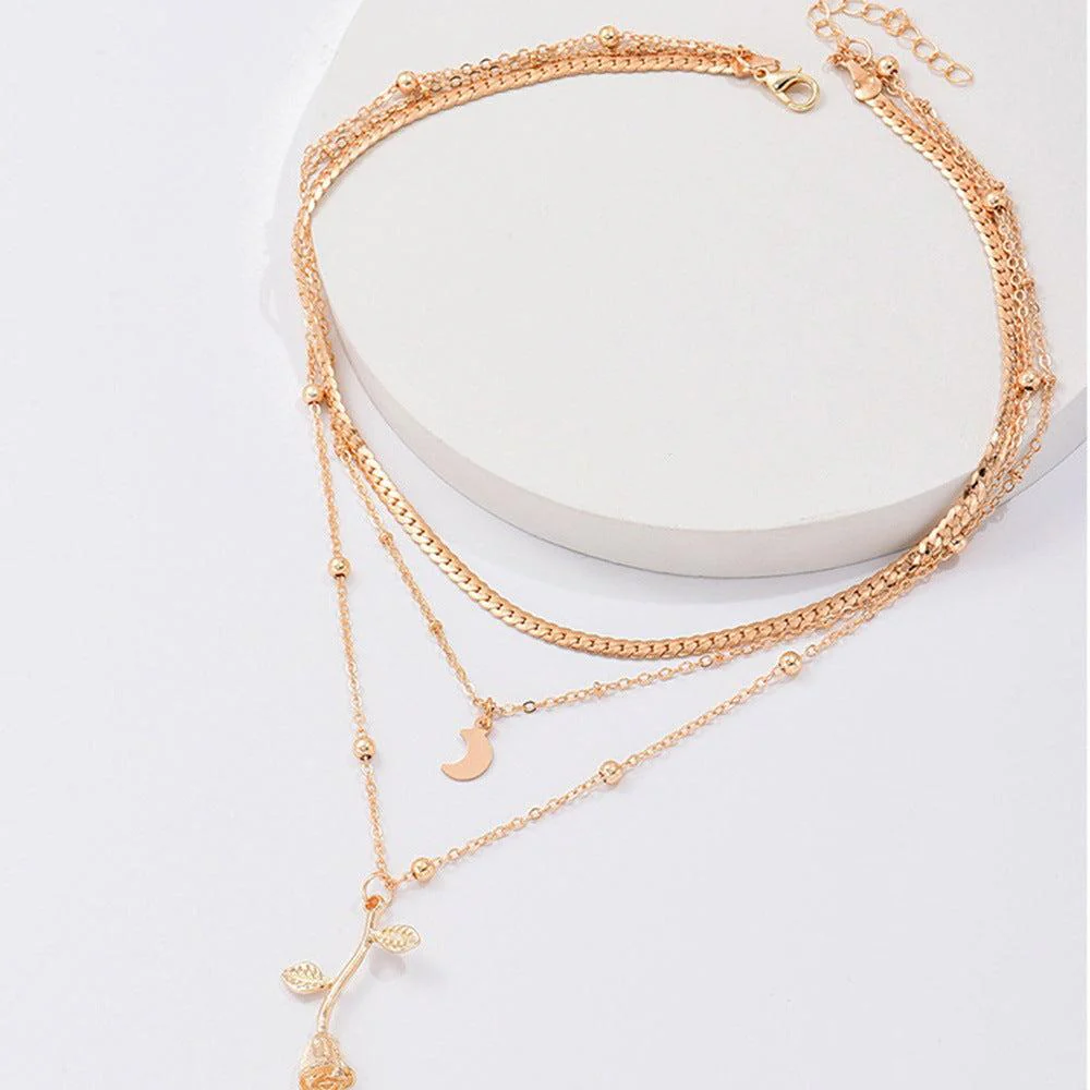 Golden Rose Pendant Necklace - Image 3