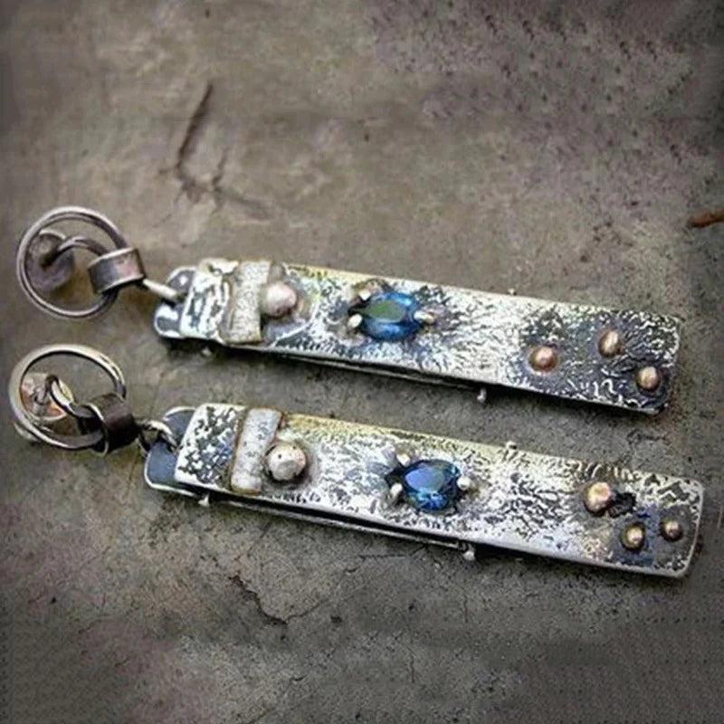 Handmade earrings made of blue stone - Image 2