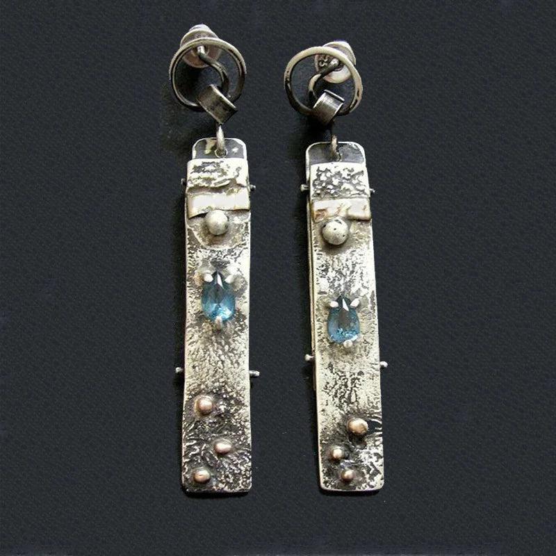 Handmade earrings made of blue stone - Image 3