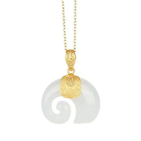 Hetian Jade Elephant Pendant Necklace - Image 2