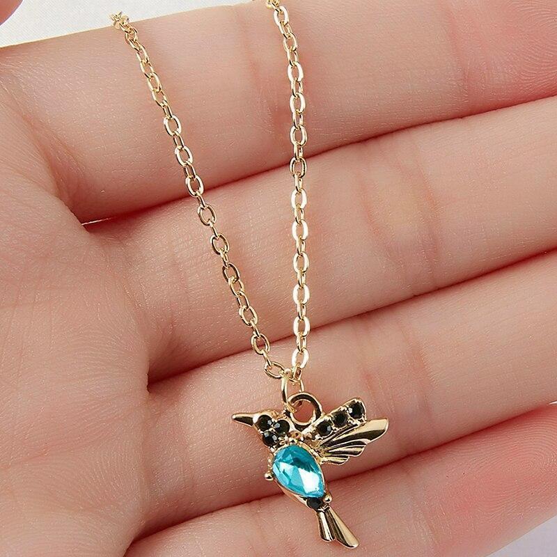 Hummingbird Necklace with Enamel and Zirconium Dioxide - Image 2