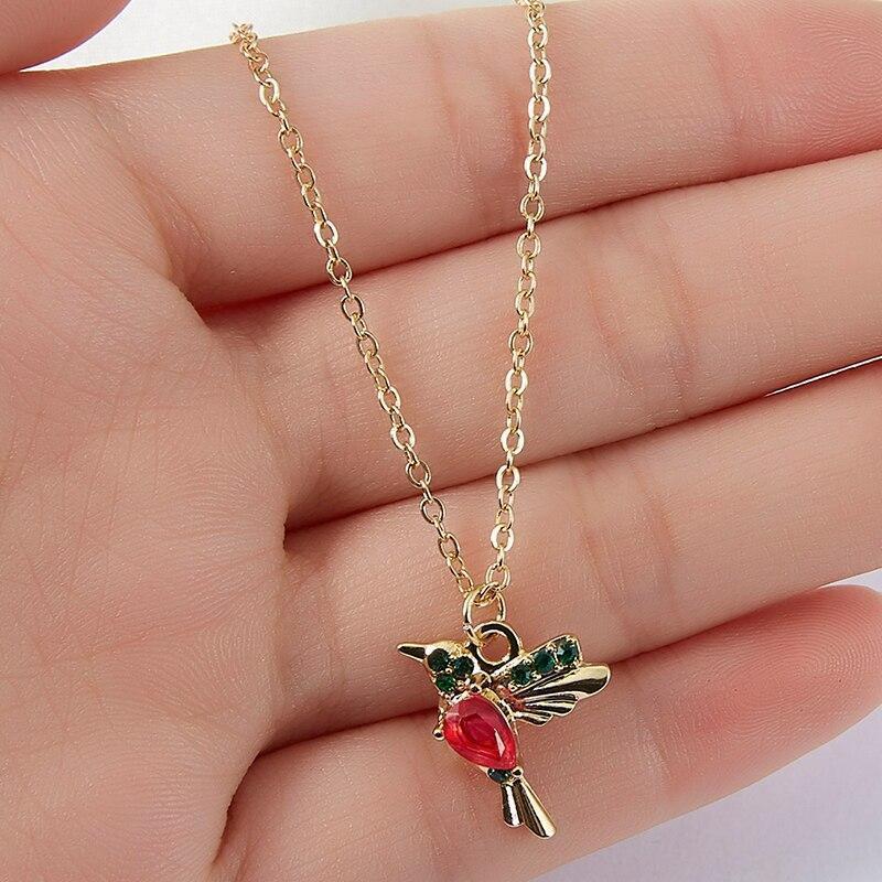 Hummingbird Necklace with Enamel and Zirconium Dioxide - Image 3