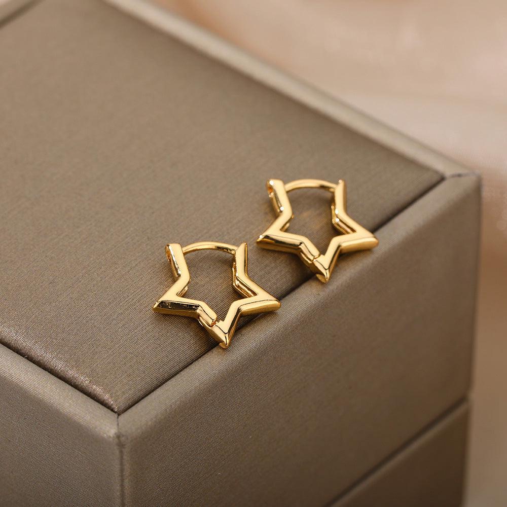 Minimalist Gold Star Earrings - Image 2
