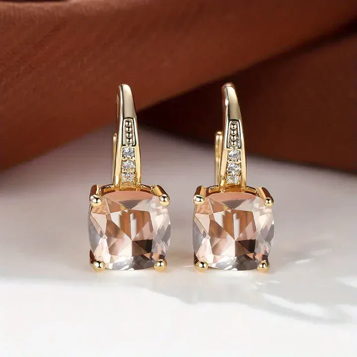 Mystic Gemstone Stone Hoop Gold Earrings - Image 12