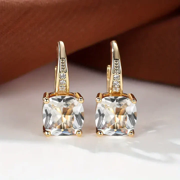 Mystic Gemstone Stone Hoop Gold Earrings - Image 13