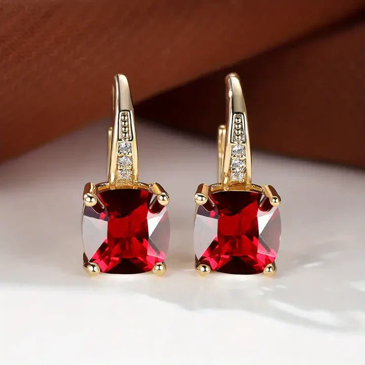 Mystic Gemstone Stone Hoop Gold Earrings - Image 15