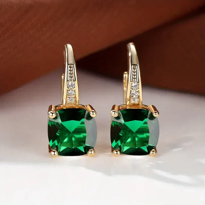 Mystic Gemstone Stone Hoop Gold Earrings - Image 16