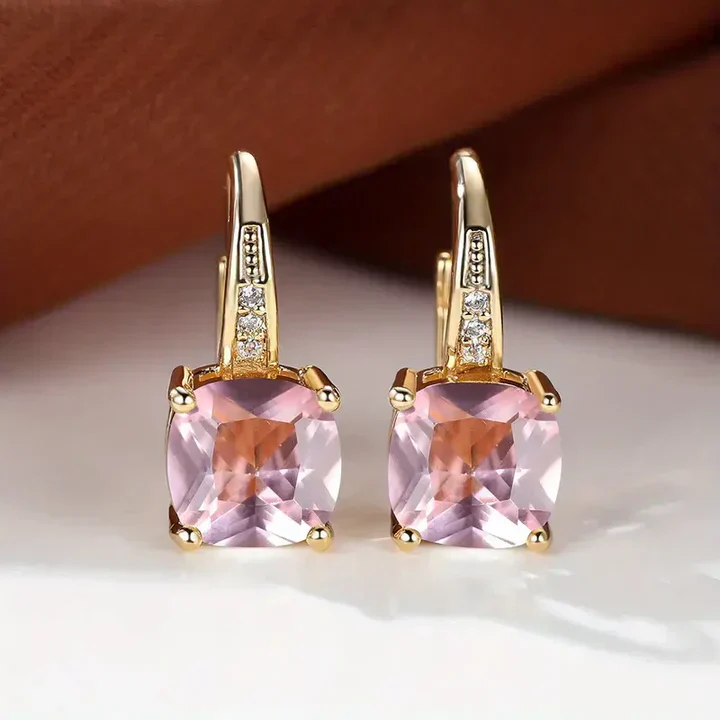 Mystic Gemstone Stone Hoop Gold Earrings - Image 17