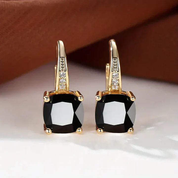 Mystic Gemstone Stone Hoop Gold Earrings - Image 4