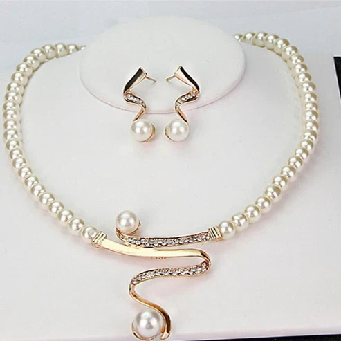 Natural Pearl Necklace + Earrings Set - Image 2