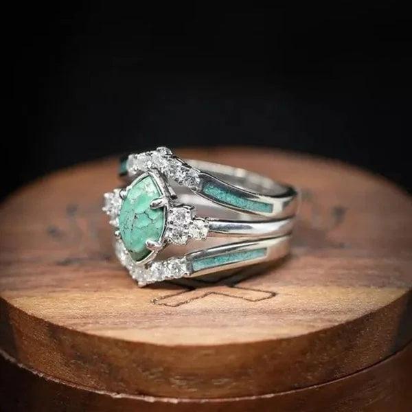 Natural Turquoise Diamond Ring - Image 2