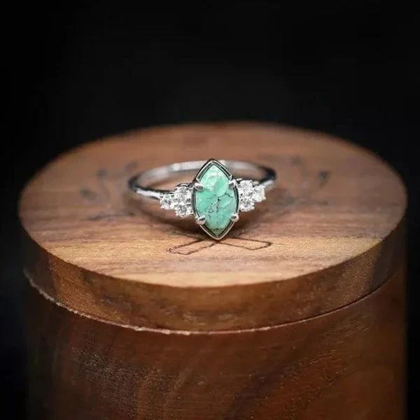 Natural Turquoise Diamond Ring - Image 3