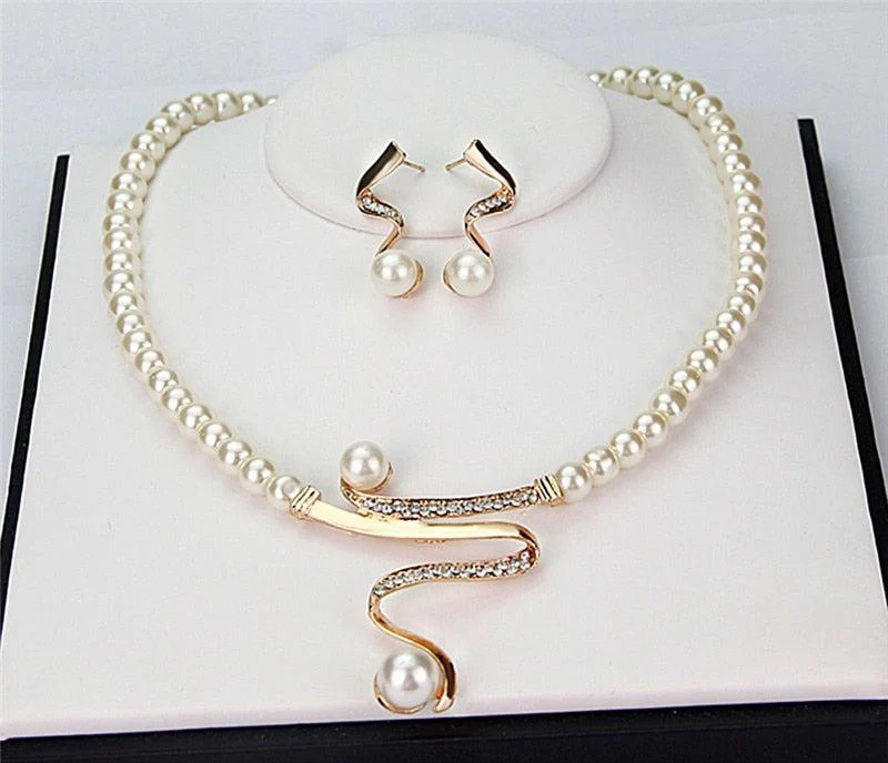 Natural Pearl Necklace + Earring Set - Image 2