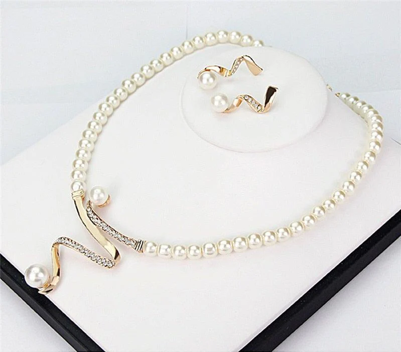 Natural Pearl Necklace + Earring Set - Image 3