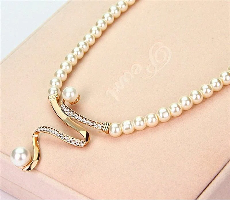 Natural Pearl Necklace + Earring Set - Image 4