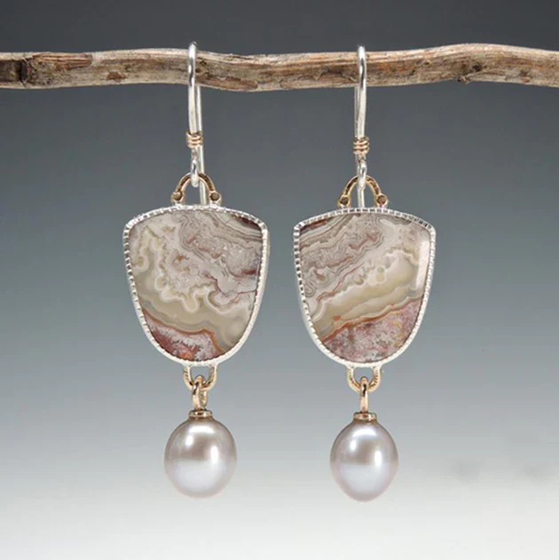 Natural Stone Pendant with Vintage Beads