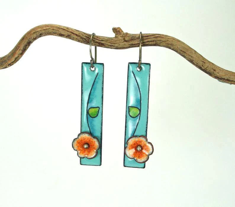 Flower Enamel Earrings - Image 2