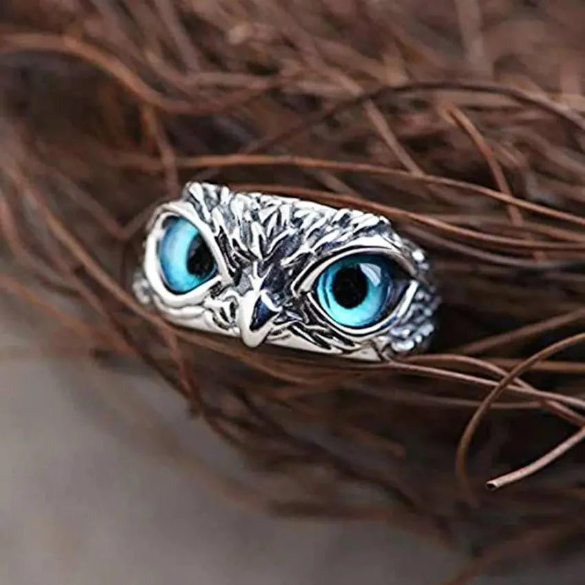 Owl of Luck – Silver Adjustable Ring with Opal - Image 4