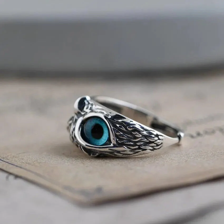 Owl of Luck – Silver Adjustable Ring with Opal - Image 5