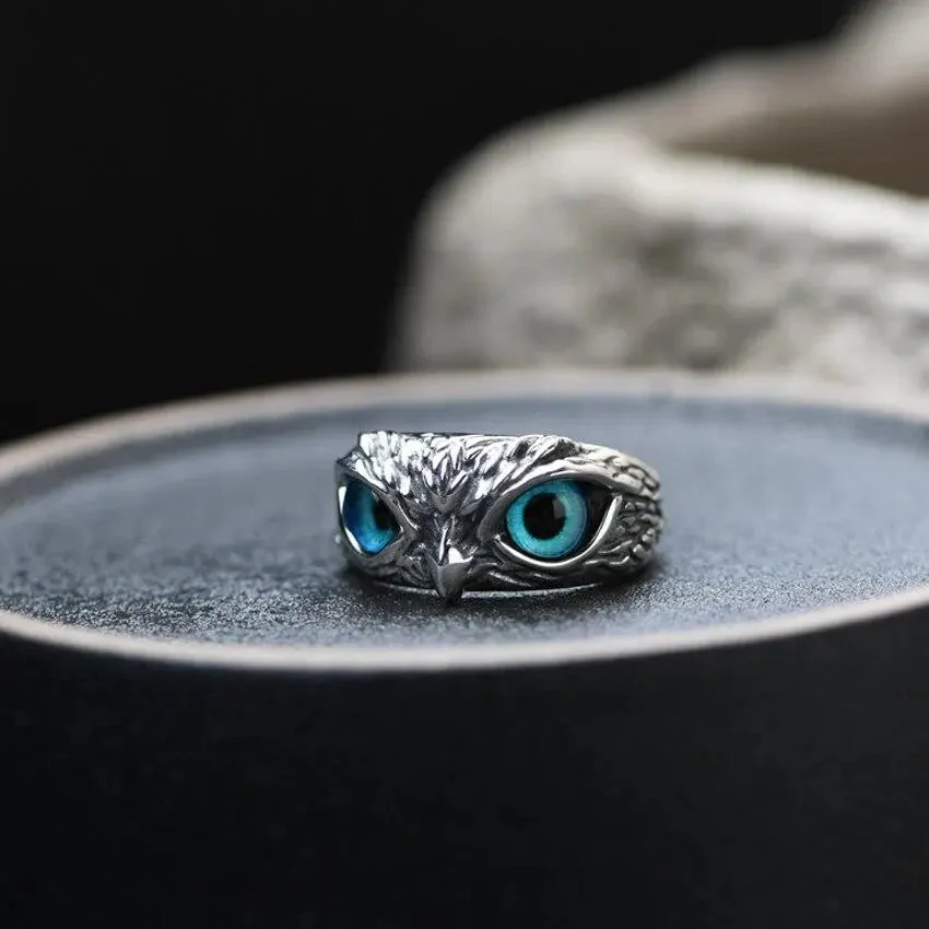 Owl of Luck – Silver Adjustable Ring with Opal - Image 6
