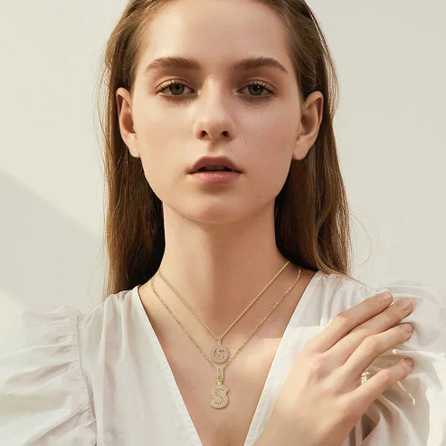 Pave letter initial necklace set - Image 4