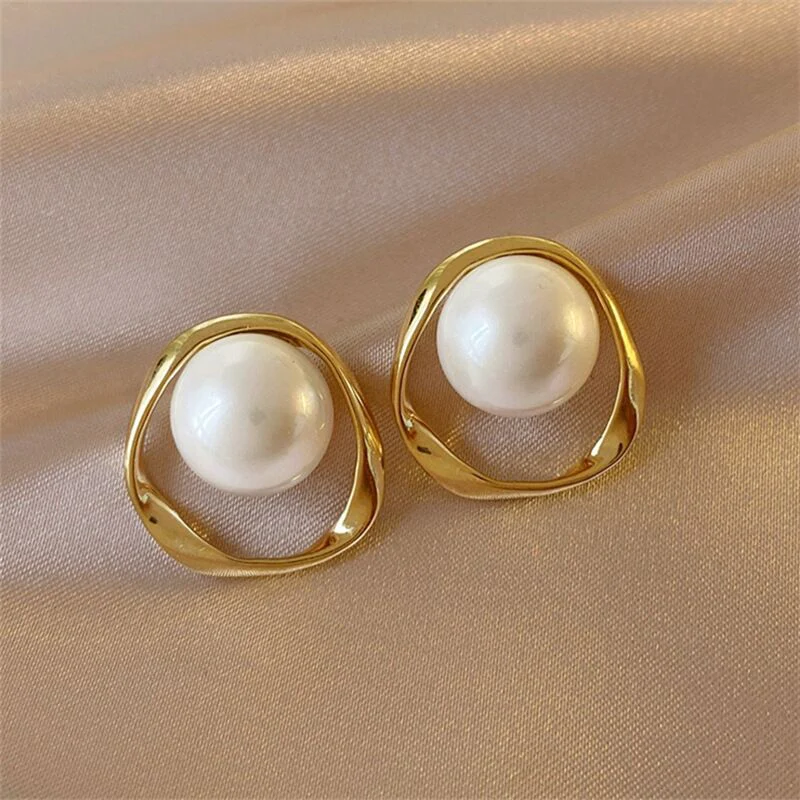Gold Pearl Earrings - Image 2